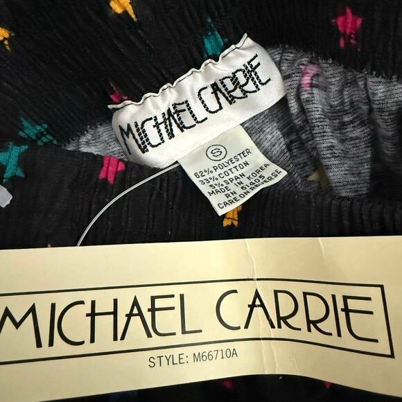NWT 90s Michael Carrie Argyle Electric Stirrup Pants black multicolor star Small - Picture 3 of 3